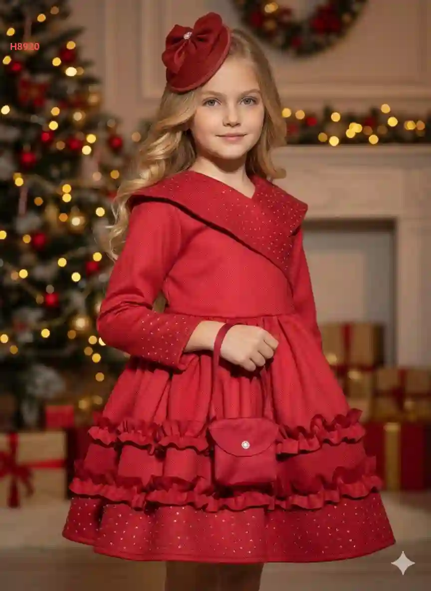 فستان بناتي شامواه بتفاصيل حجرية