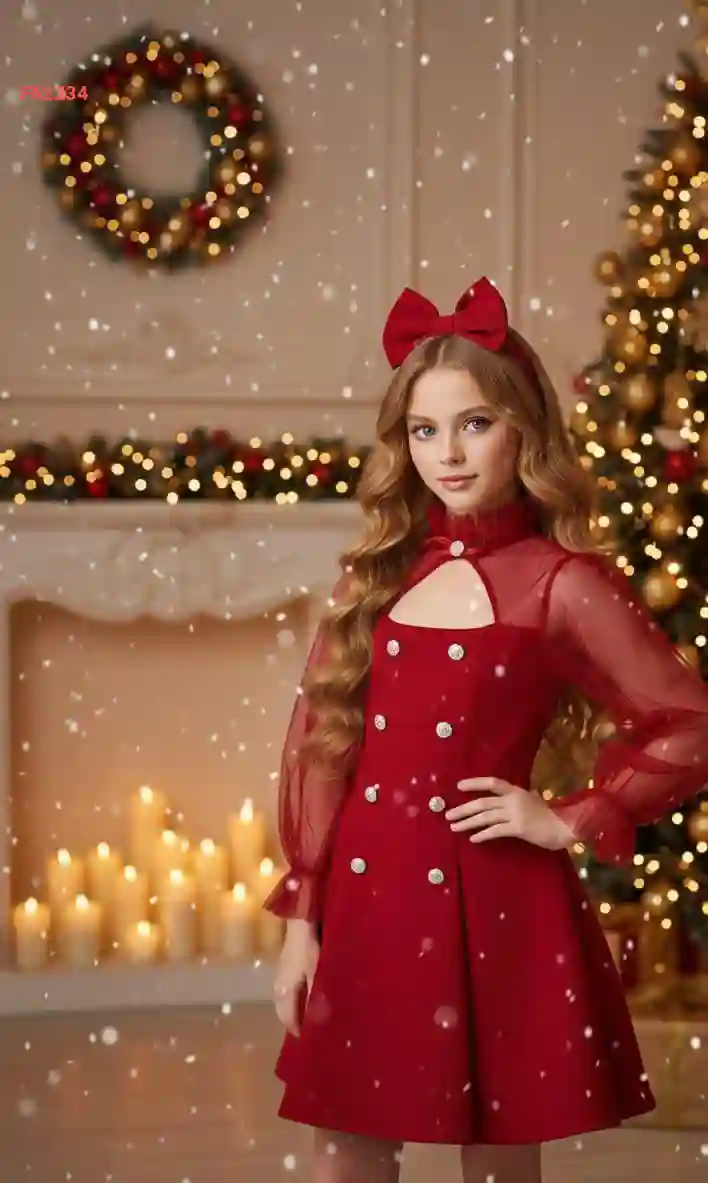 فستان بناتي بأكمام شيفون