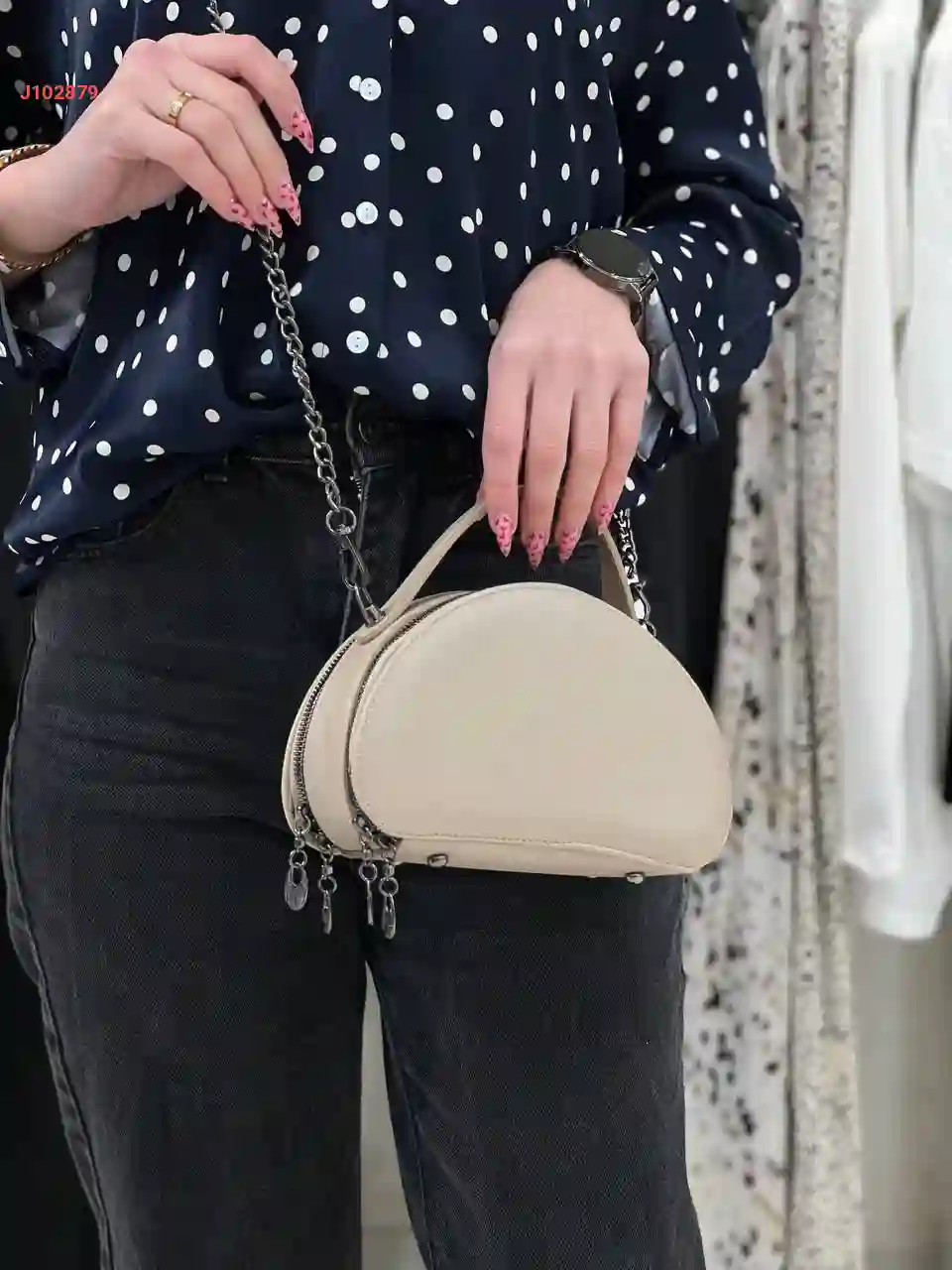 حقيبة يد بسحاب مزدوج