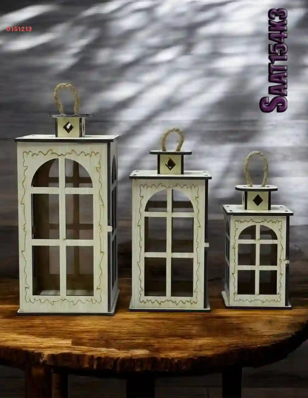 فانوس رمضان خشبي 3 قطع