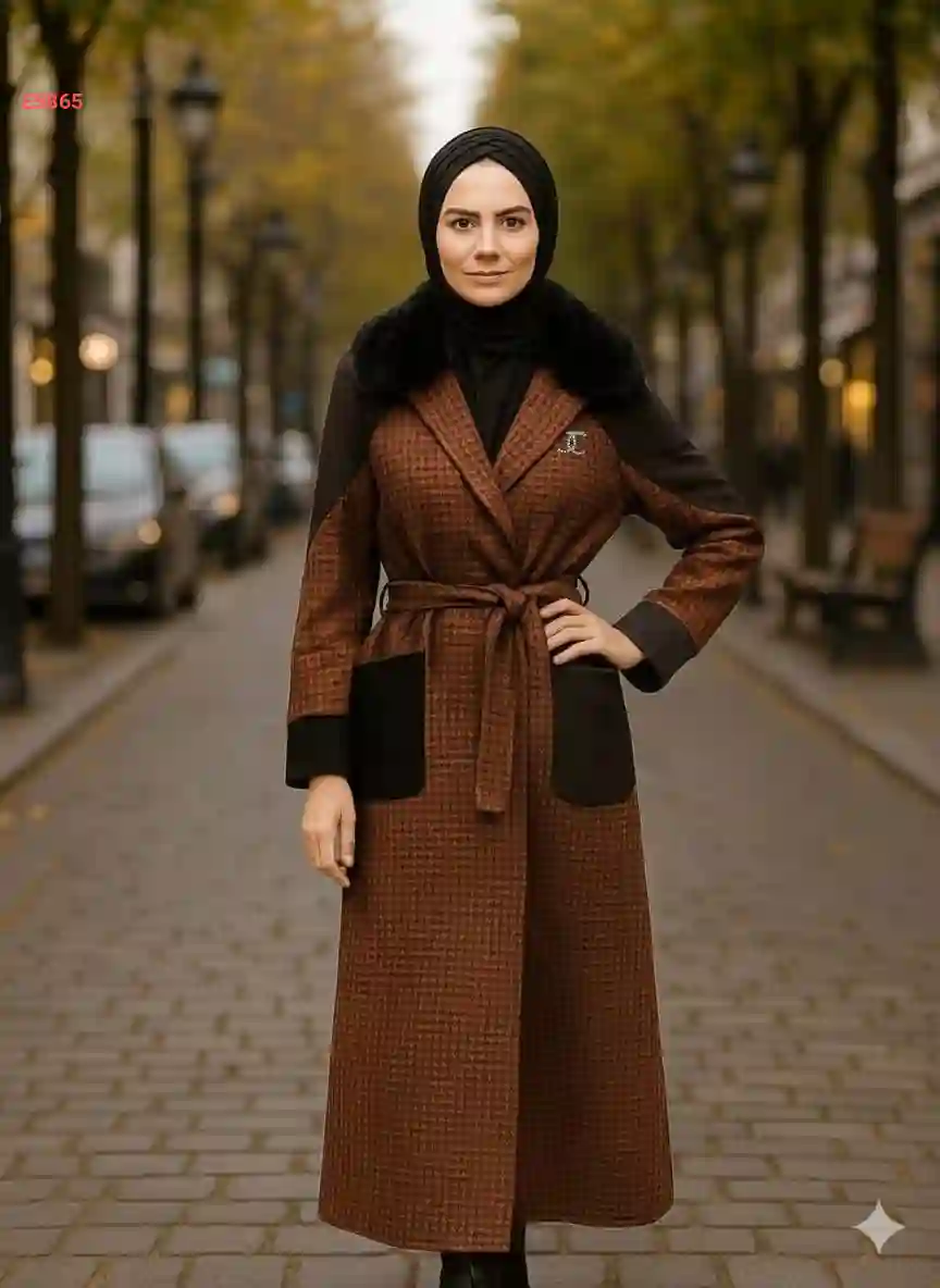 مانطو جوخ بياقة فرو