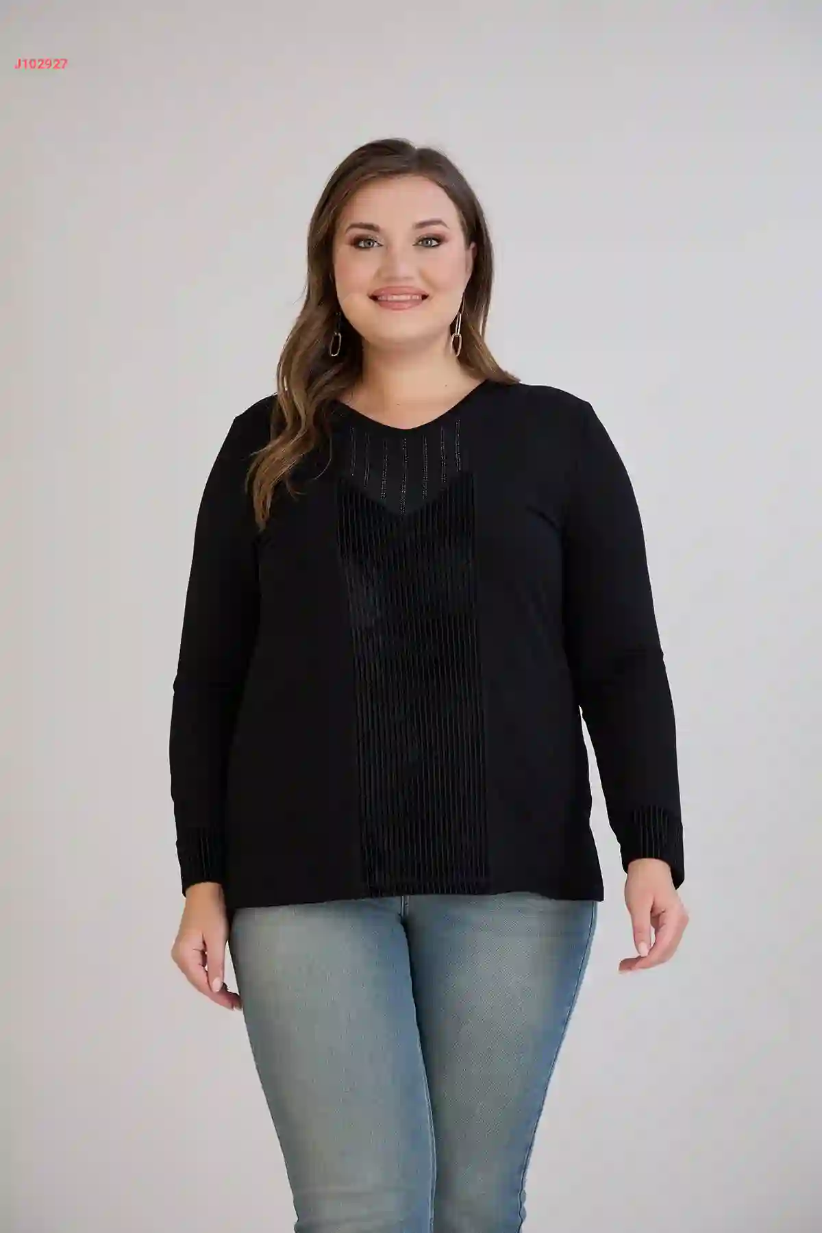 كنزة كم طويل قياس كبير بستراس