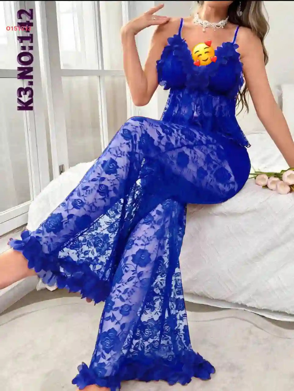 بيجامة عرايسي قطن مع دانتيل