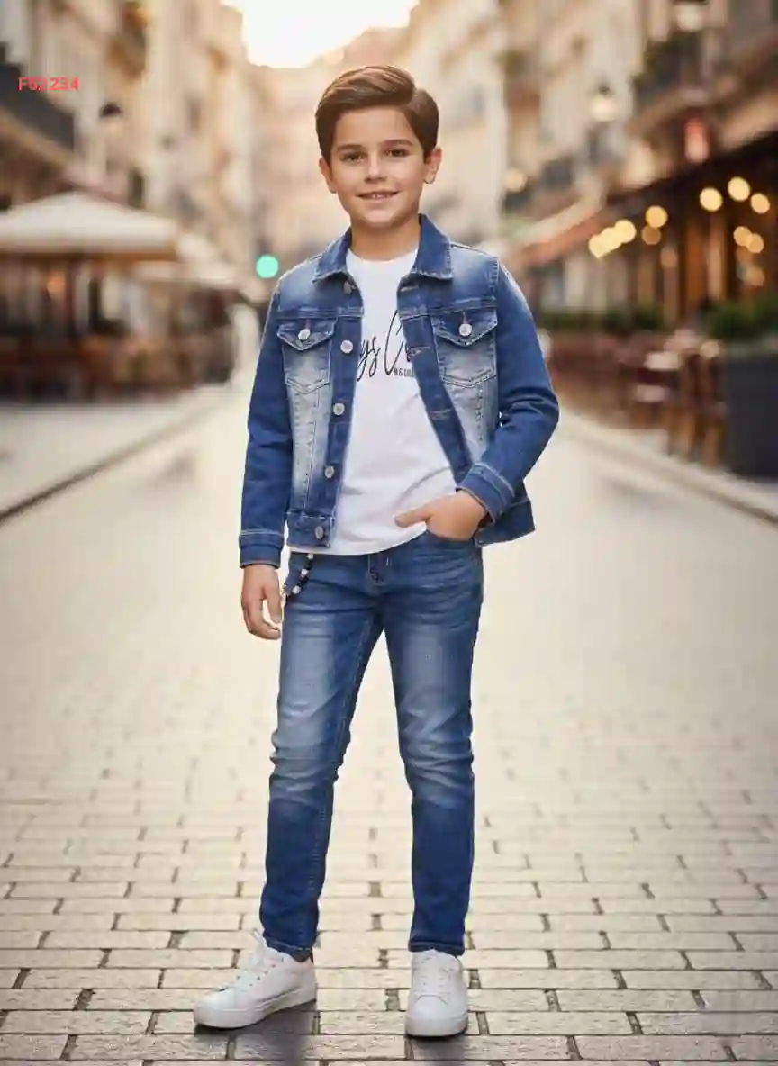 طقم جينز صبياني 3 قطع