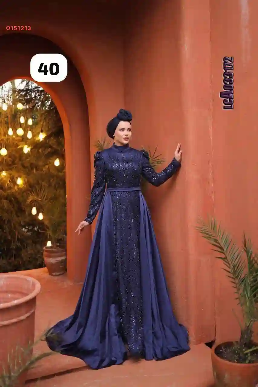 فستان سهرة طويل للمحجبات