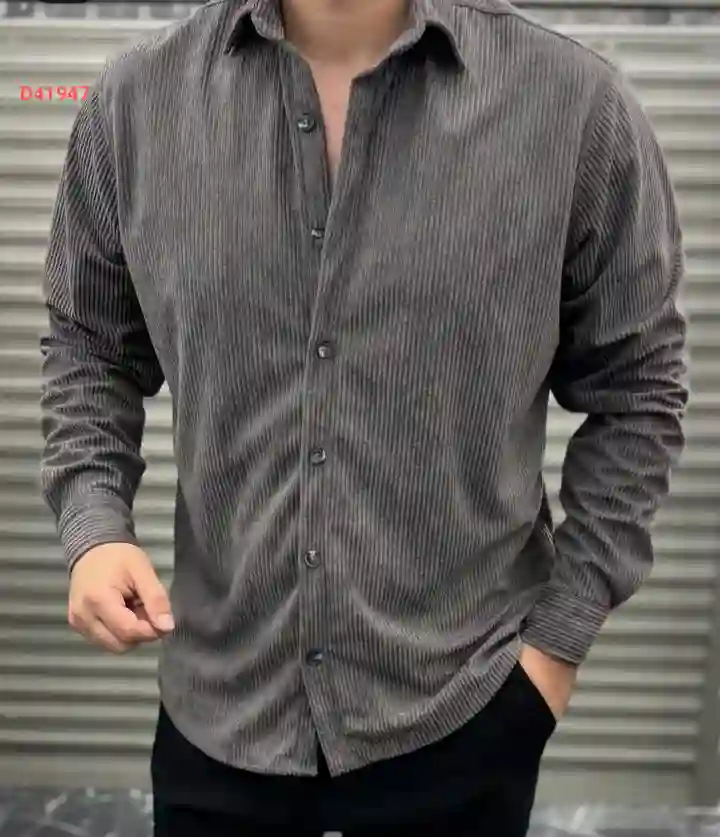 قميص رجالي مخمل محزز