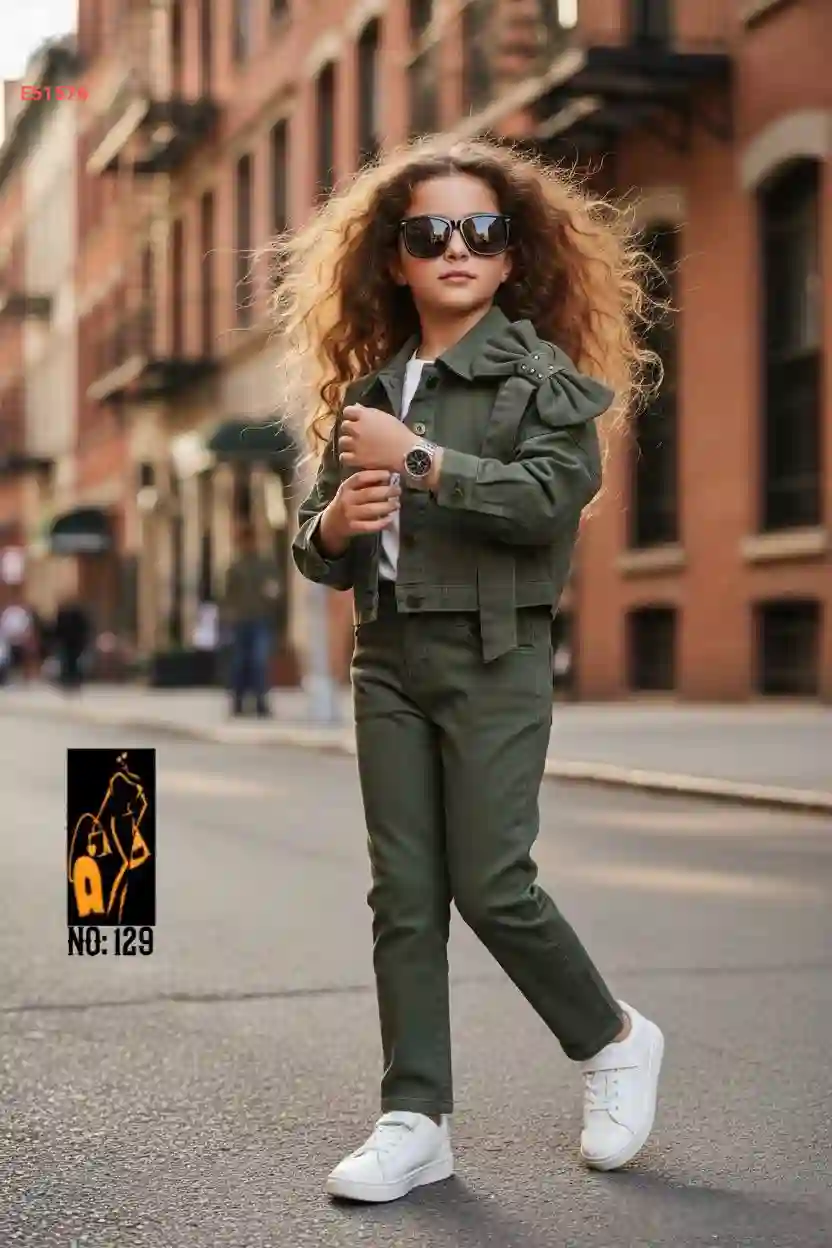 طقم بناتي ببيونة عالكتف