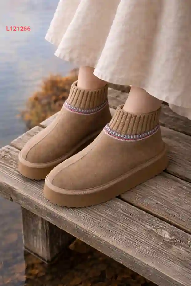 RynModa Women's Suede Thick Sole Ankle Elastic Short Women's Boots & Booties wit