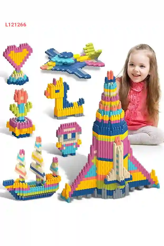 لعبة تعليمية  لعبة بناء مونتيسوري مجموعة قطع البناء