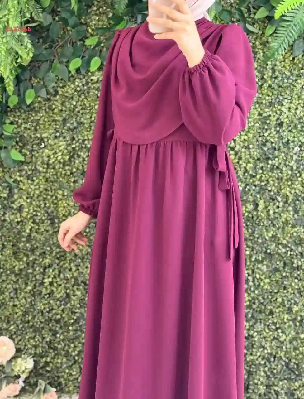 فستان كريب طويل بربطات جانبية عالخصر