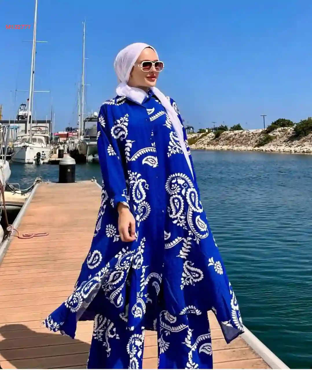 طقم بنطال منقوش مع قميص طويل