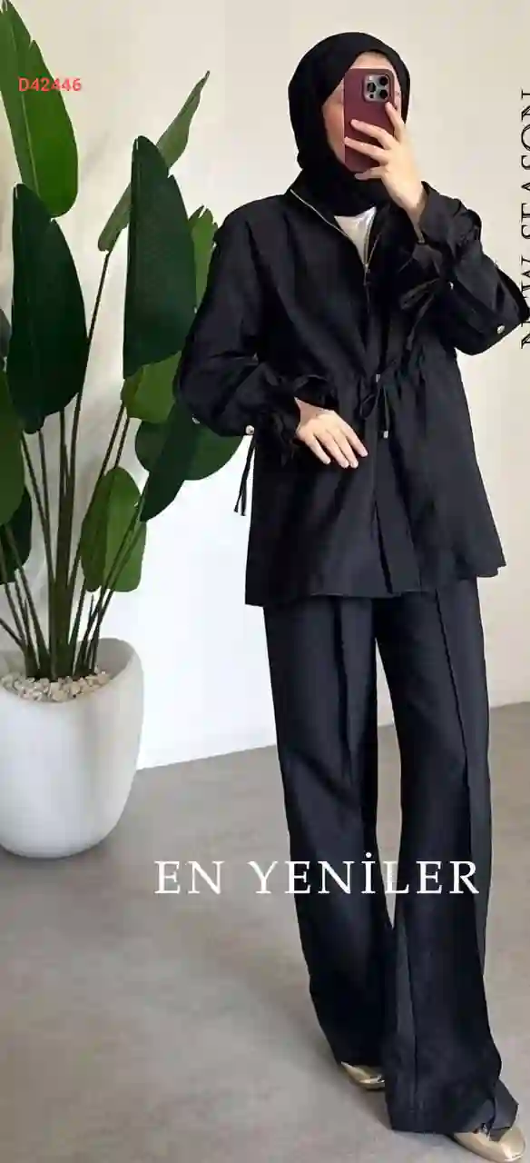 طقم بنطال قطعتين بسحاب