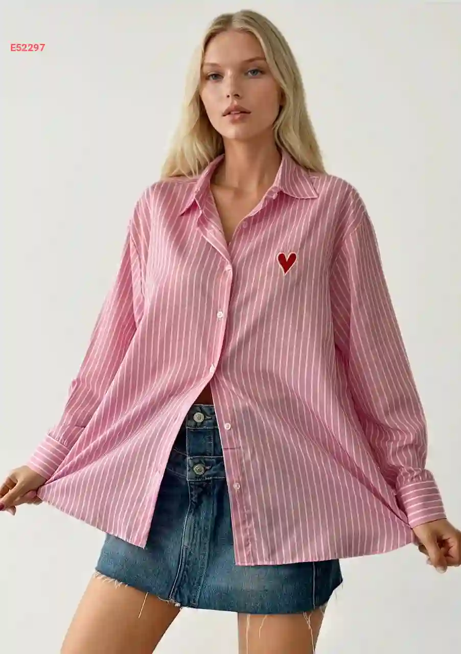 قميص كم طويل مقلم