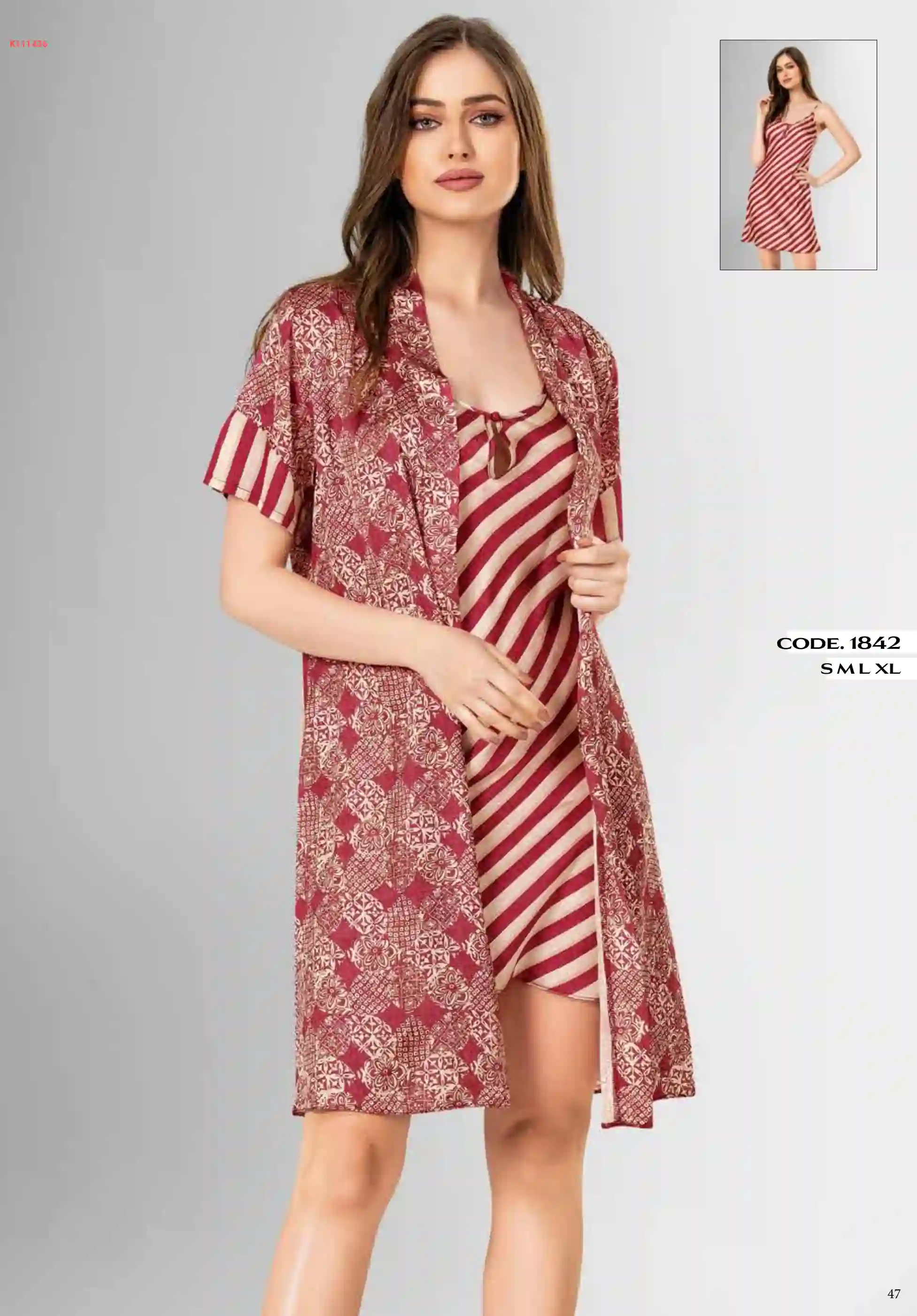 روب نوم قصير مع كيمينو