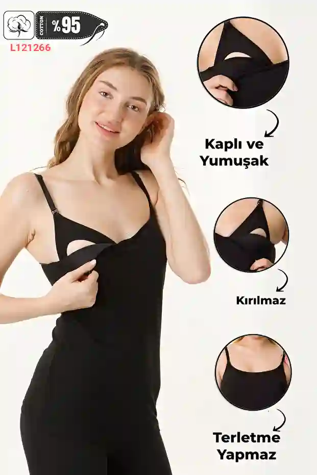 قميص داخلي نسائي  للحمل ،  أسود HG0058