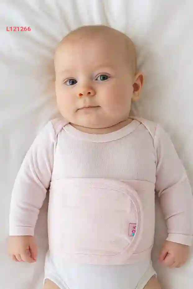 مجموعة حزام تدفئة للبطن والظهر للأطفال - لون وردي