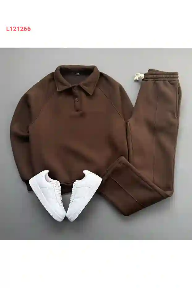 بيجامة رياضية رجالي سادة من قماش بونيه 3 خيوط بتصميم فضفاض