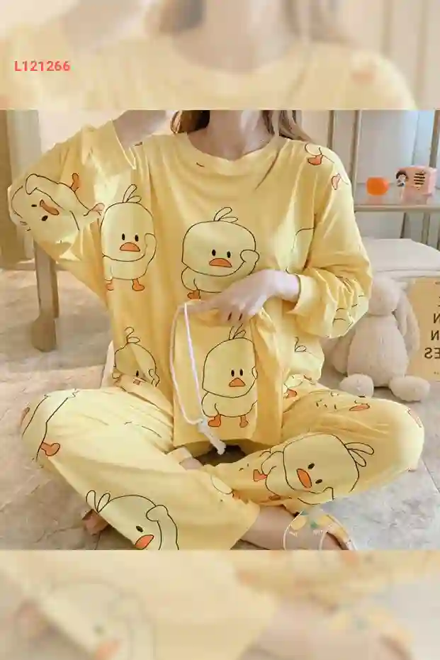 بيجامة نوم سوبر سوفت "شيك" للمنزل بالون الأصفر