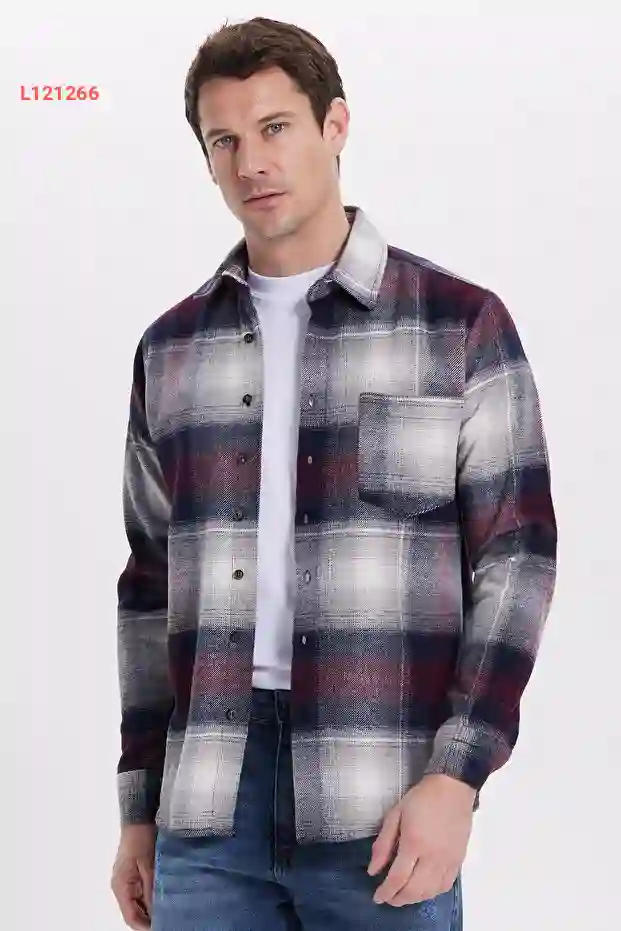 قميص شتوي بأزرار رجالي كاروهات بتصميم مريح