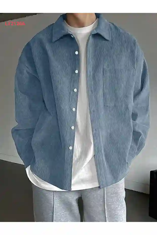 قميص شتوي رجالي بأكمام طويلة وقصة واسعة