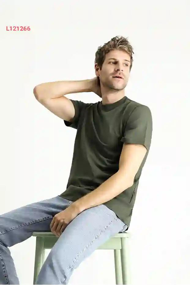 تيشيرت رجالي سادة قطن 100% بياقة دائرية بقصة مريحة