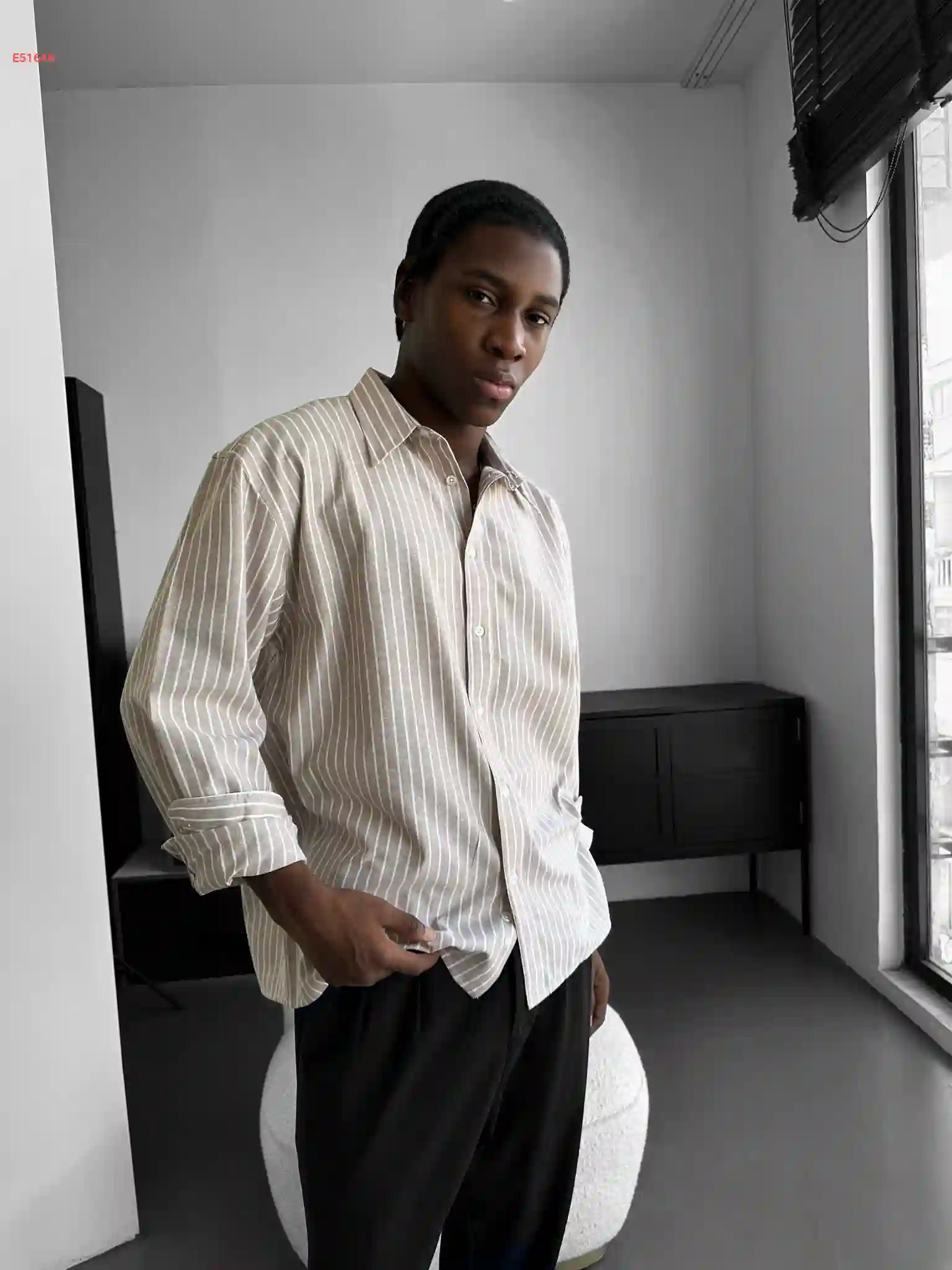 قميص رجالي كم طويل مقلم