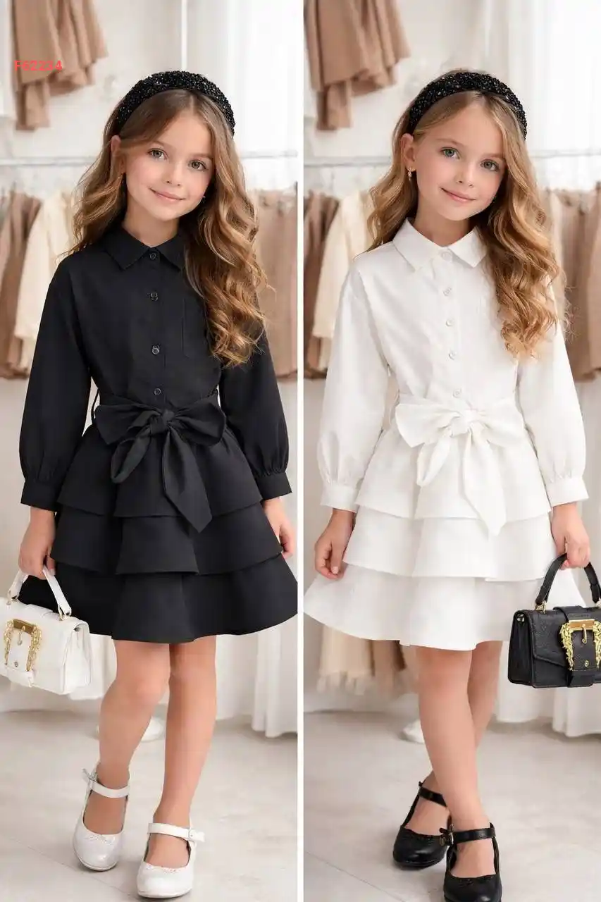 فستان بناتي كشكش مع حقيبة