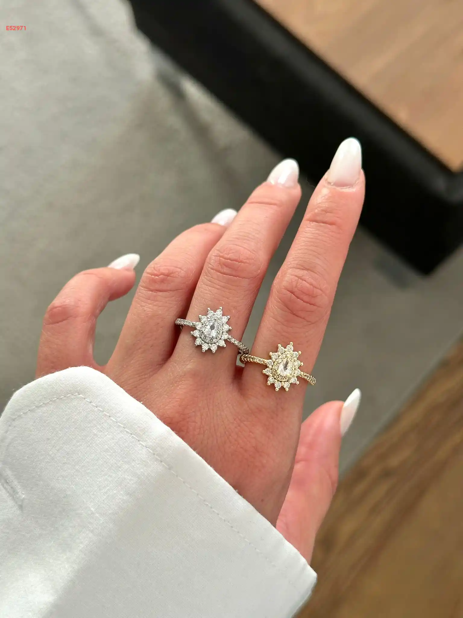 خاتم راديوم ستانلس ستيل مرصع بالألماس باللون الفضي والذهبي