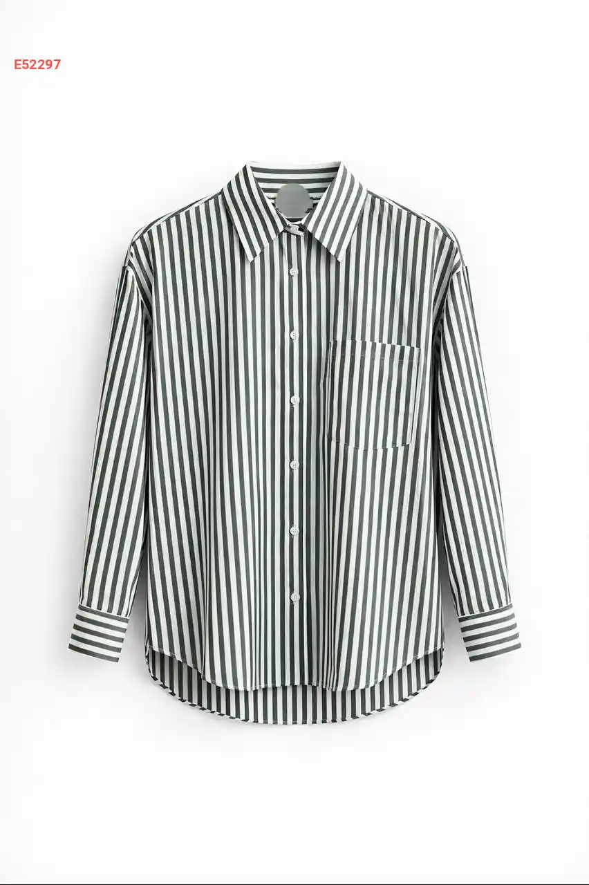 قميص كم طويل مقلم