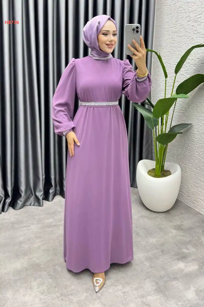 فستان سهرة محجبات شيفون مبطن