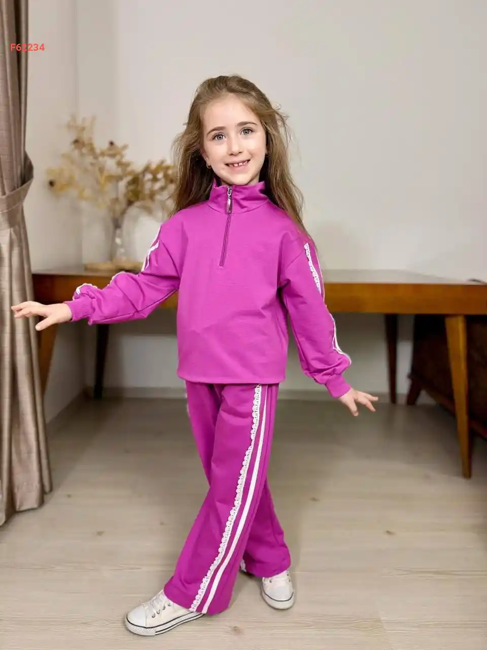 بيجامة بناتي كم طويل مقلمة