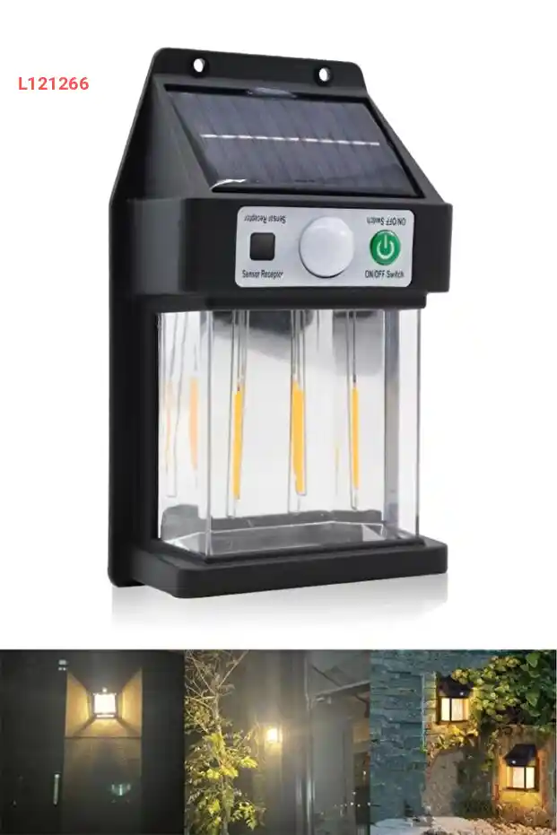 لامبة جدارية تعمل بالطاقة الشمسية مع ثلاثة مصابيح LED وحساس للحركة
