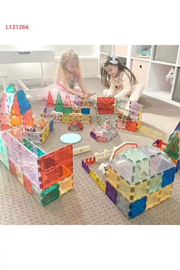 مجموعة مكعبات مغناطيسية ماغبلوكس - 128 قطعة - لعبة تعليمية لتطوير الذكاء