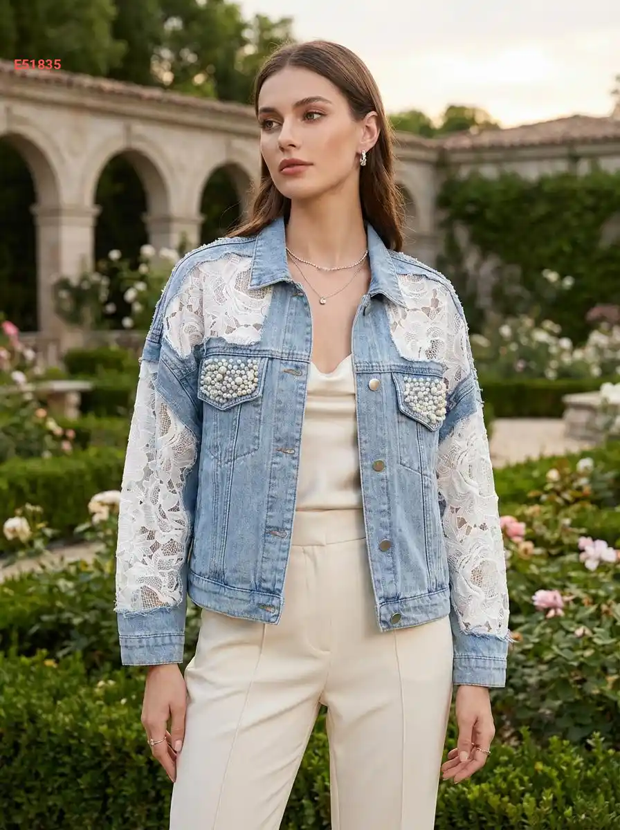 جاكيت جينز بتفاصيل دانتيل ولولو