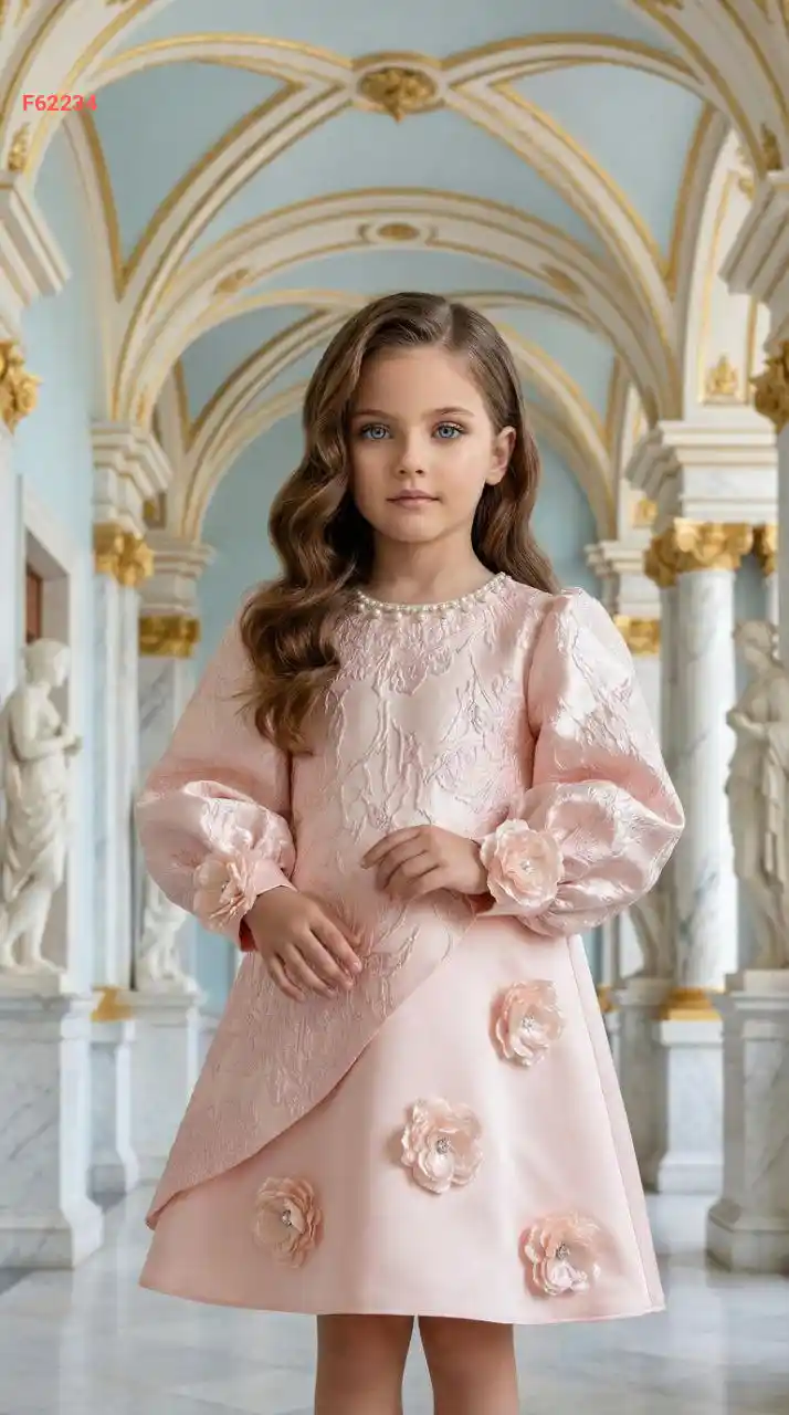 فستان بناتي مزين لولو وورد