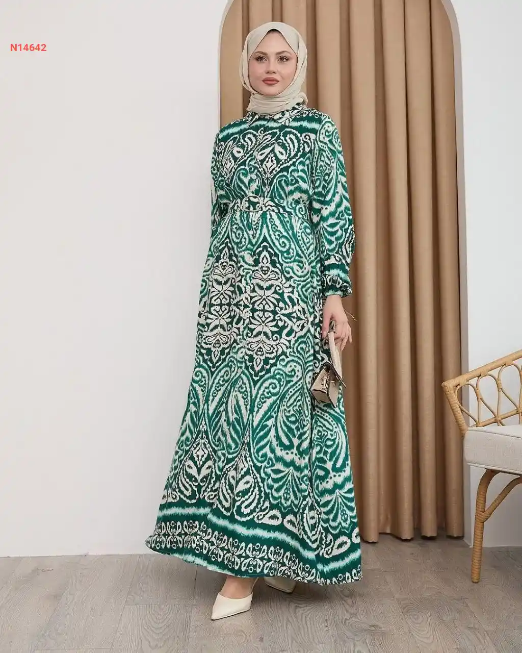 فستان طويل فيزكون منقوش