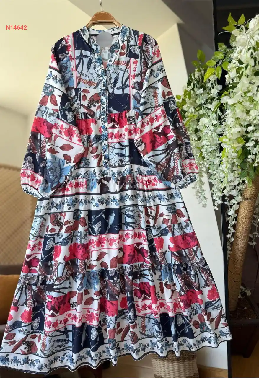 فستان طويل فيزكون منقوش