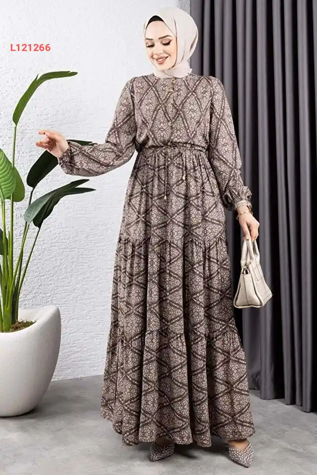 فستان فيسكون مزخرف بأربطة من علامات جنيل