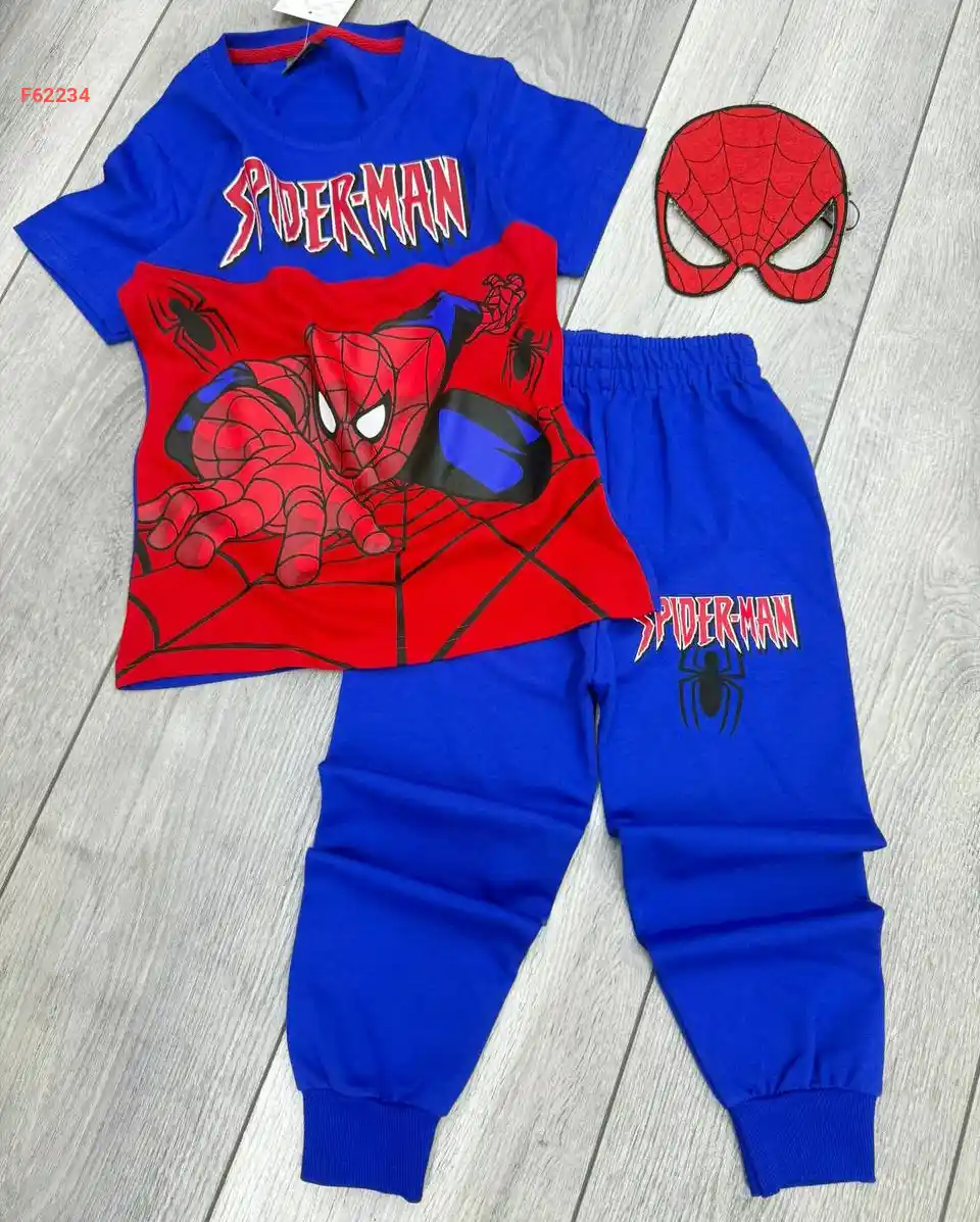 بيجامة صبياني سبايدر مان بقناع