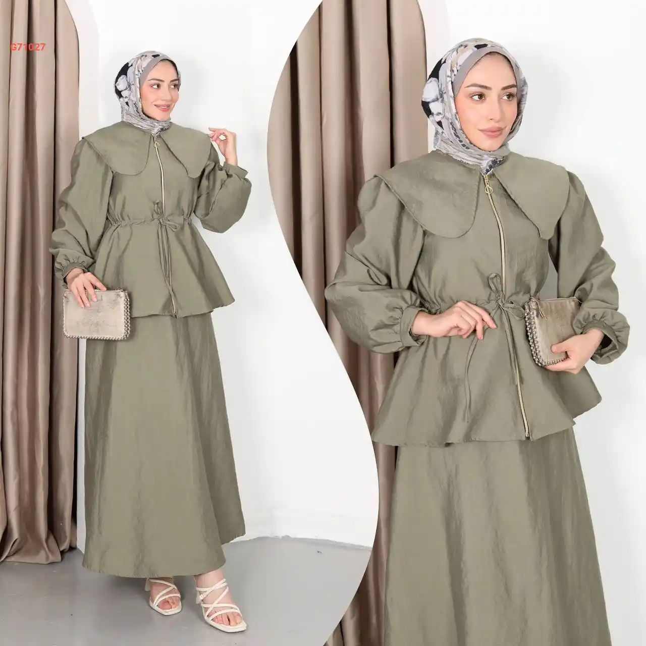 طقم تنورة زارا كوبرا طويل