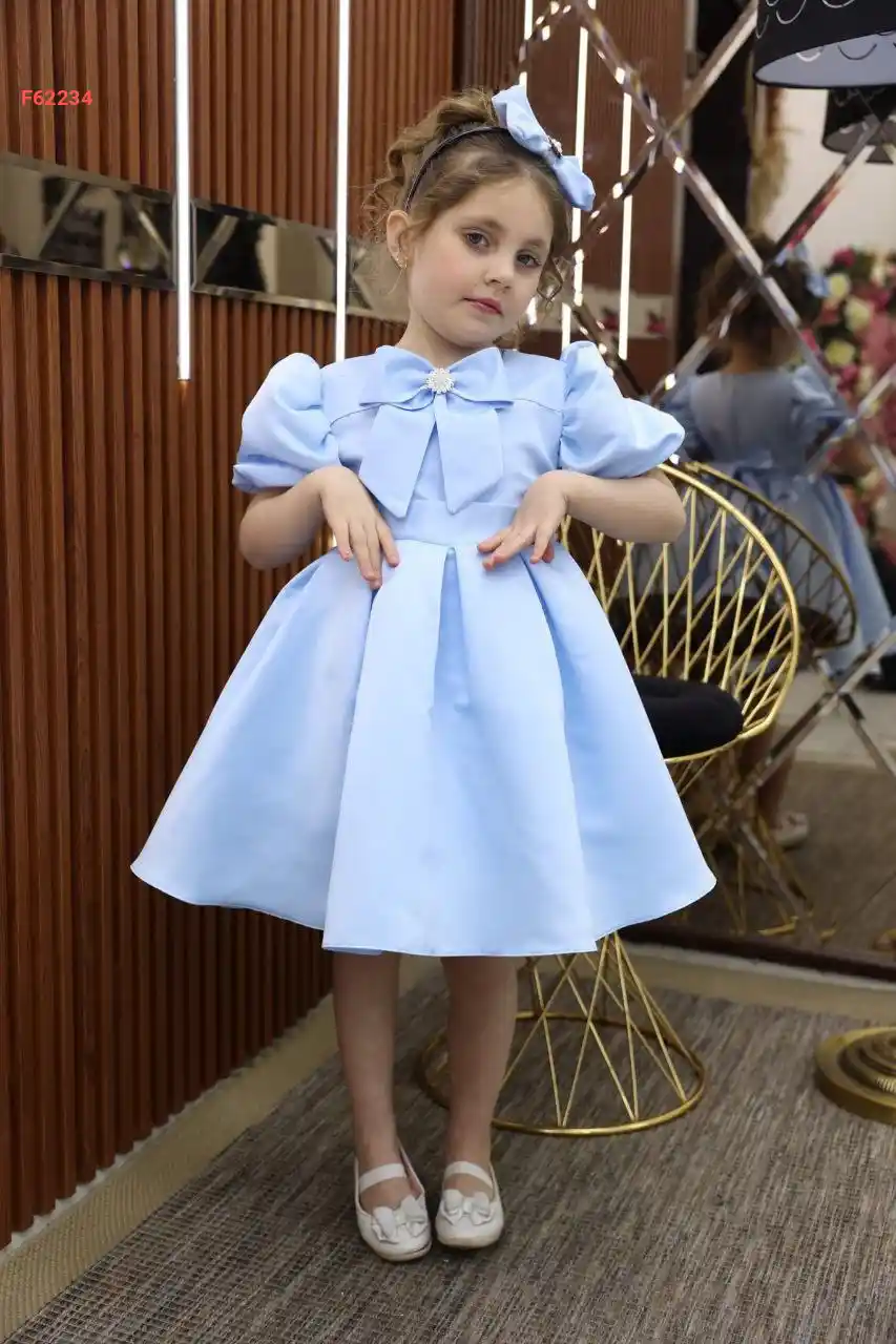 فستان بناتي منفوش بفيونكة