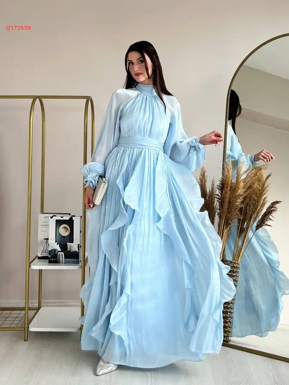 فستان سواريه مكشكش