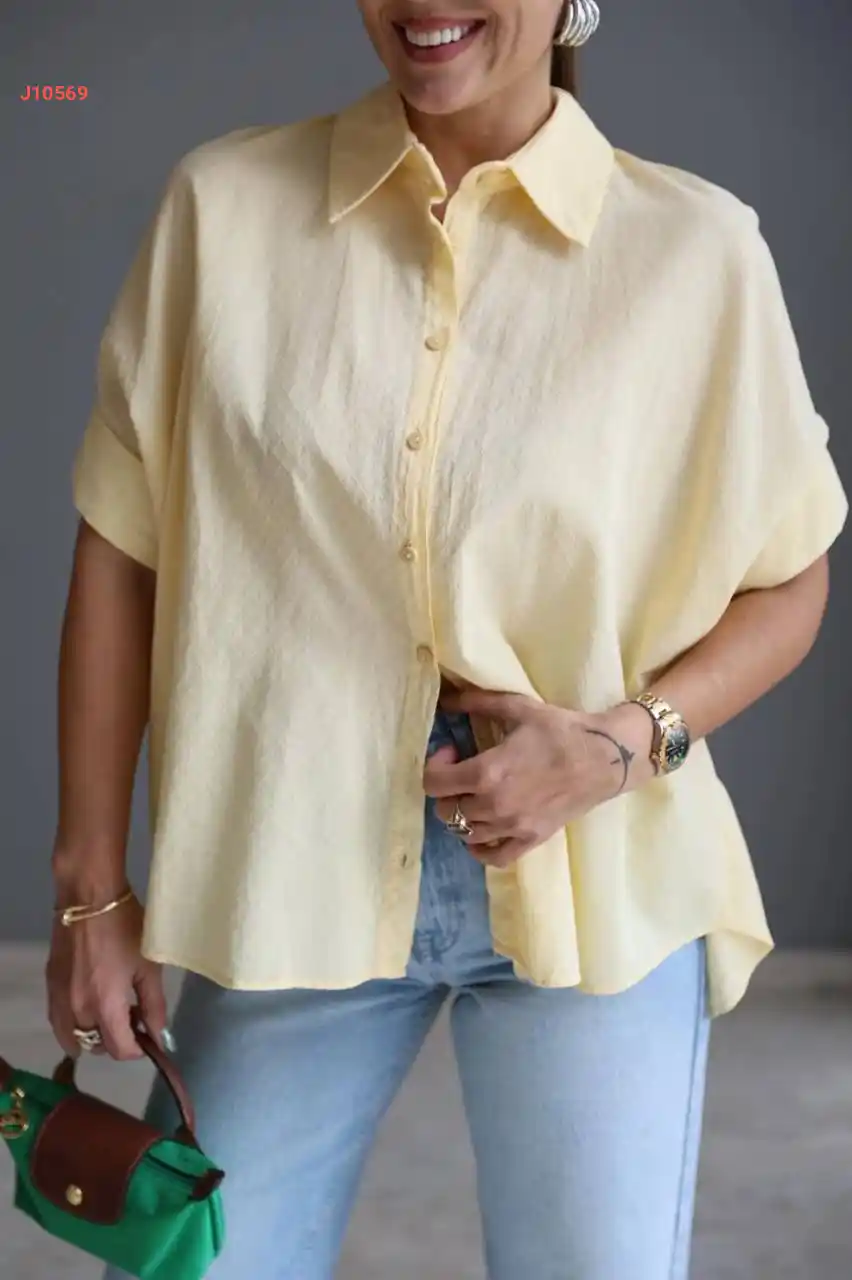 قميص صيفي بلون موحد