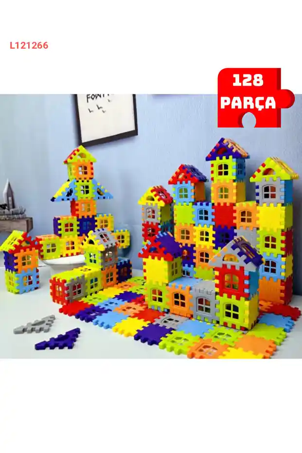 ألغاز المدينة ثلاثية الأبعاد: مجموعة بلوكات البناء والتصميم 128 قطعة - لعبة تعليمية ممتعة