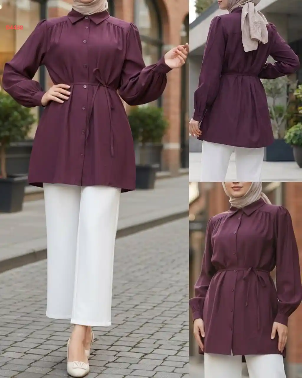 قميص مودال مع زنار رفيع