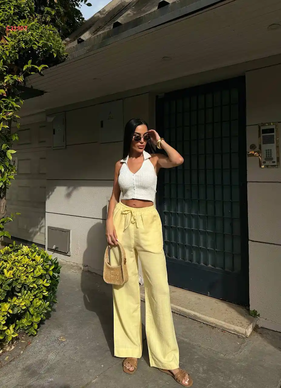 بنطال موسلين بخصر مطاط