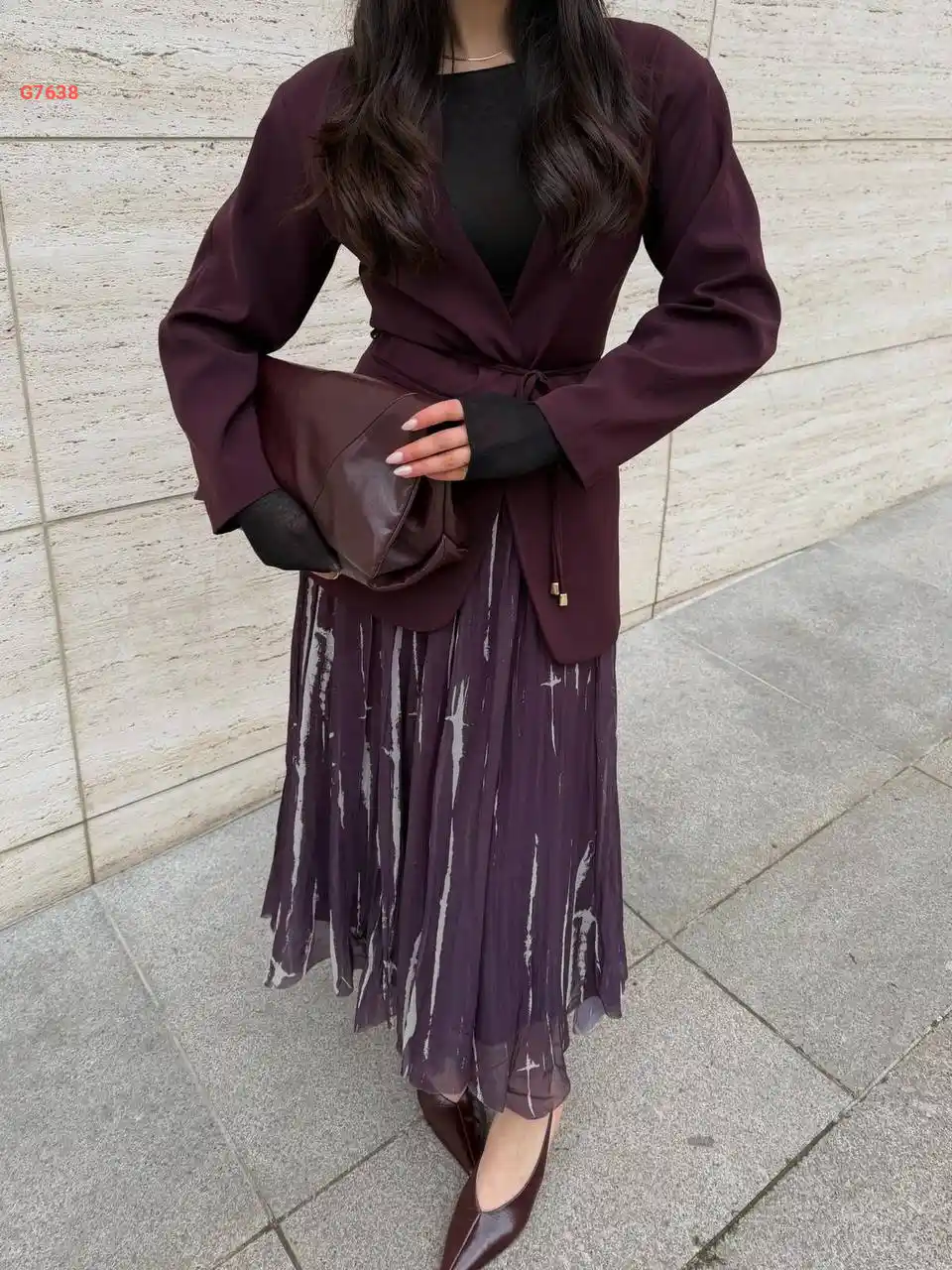 تنورة طويلة شيفون مبطنة