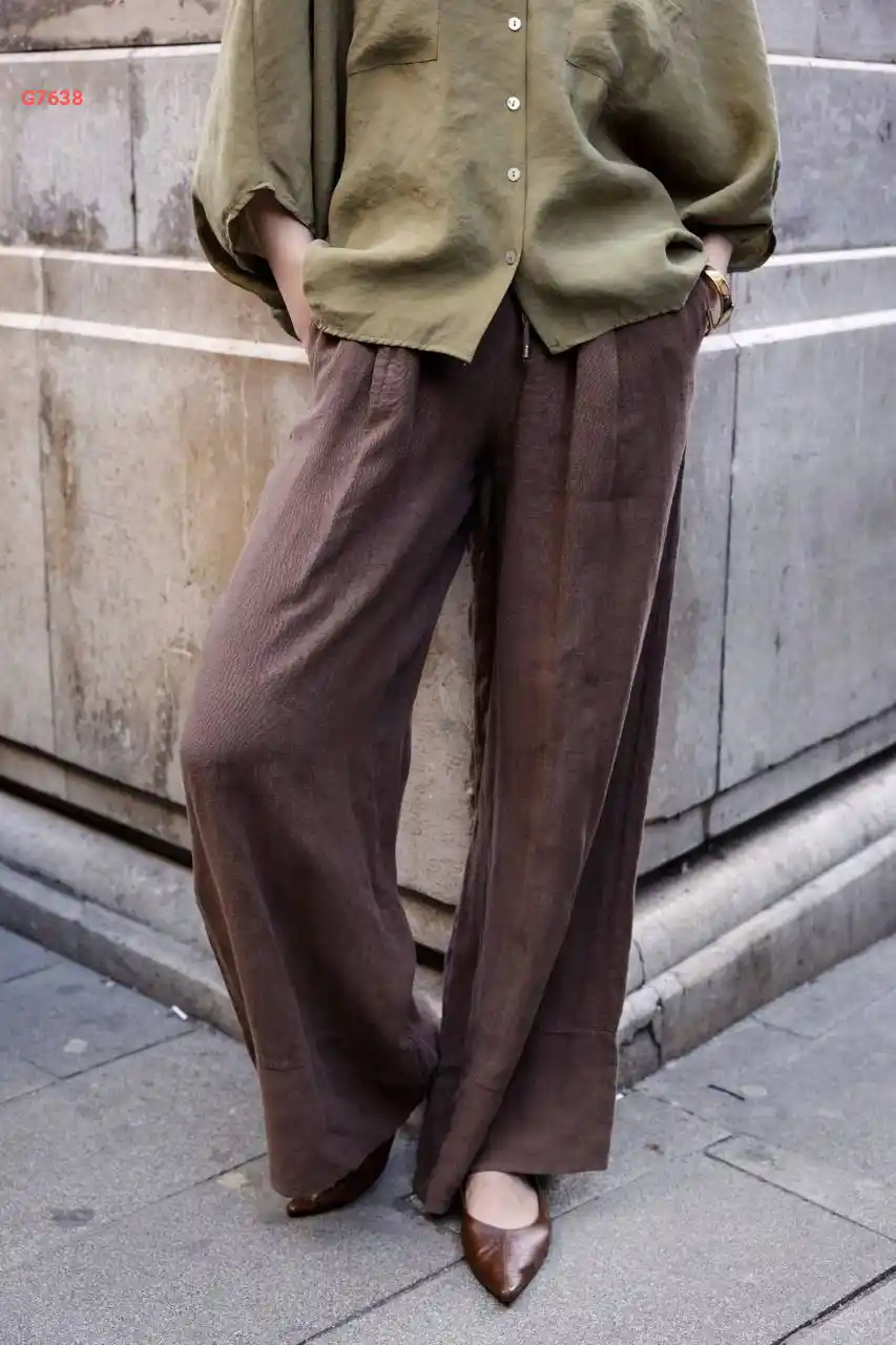 بنطال عريض بخصر مطاط