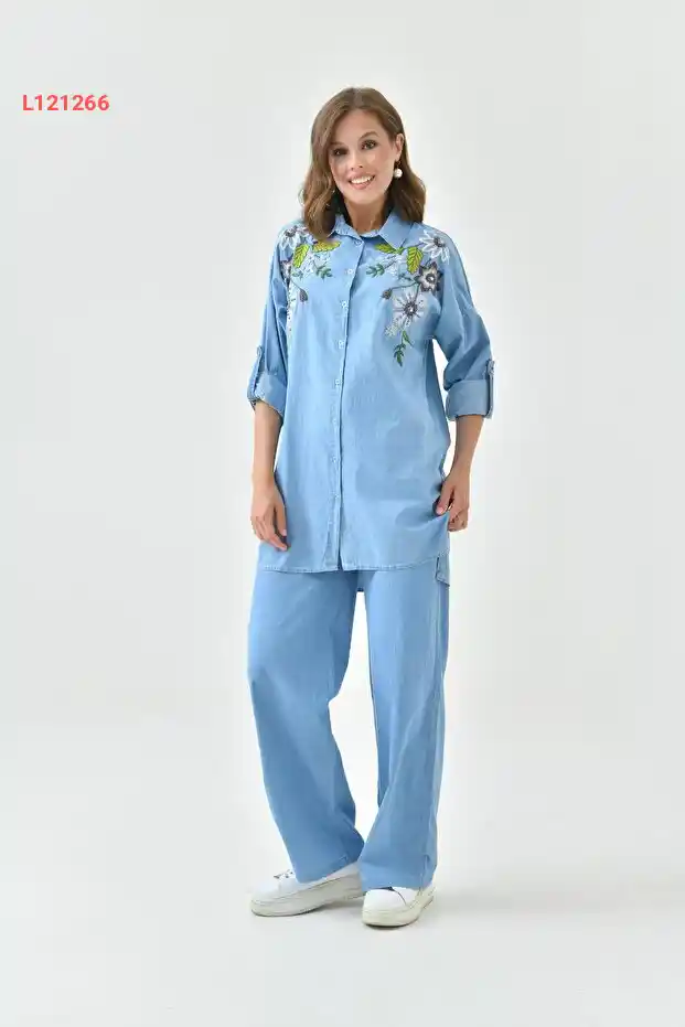 قميص جينز مزخرف بحبيبات بوراسكا