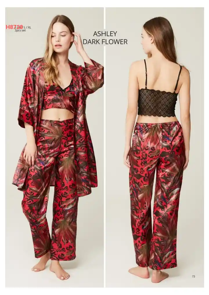 بيجامة نوم طويلة ثلاث قطع